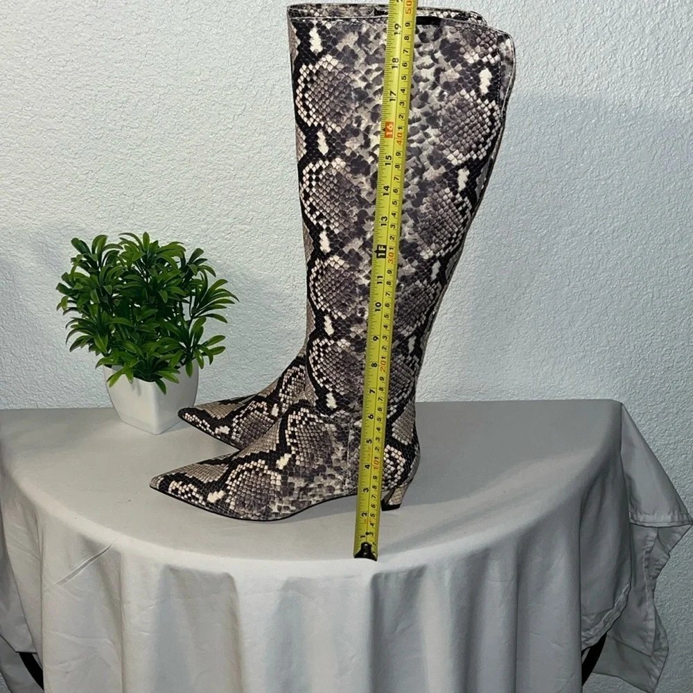Gianni Bini Gray and Cream Over the Knee Boots
